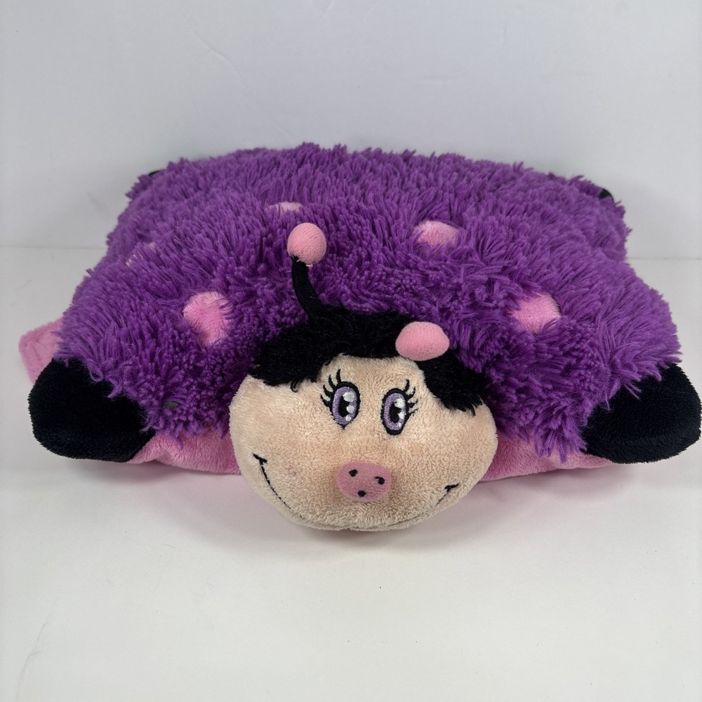 Pillow Pets PeeWee Dreamy Purple Ladybug 11” Plush Pink Spots Polka Dots